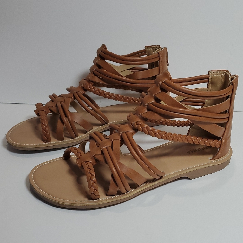Girl's Size 5 Sandals Emille Cognac Strappy Sandal Sonoma